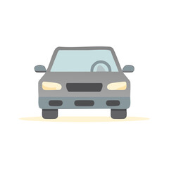 Obraz premium Illustrated Gray Automobile Front View Simple Car Design for Transport Purposes