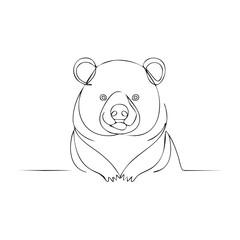 Fototapeta premium Continuous single line drawing of a cute bear head minimalist animal illustration