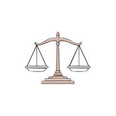 Simple illustration of a justice scale icon in a flat design style, law concept.