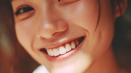 Close-up portraits of smiling women showing natural teeth and happiness