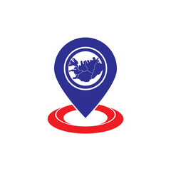 Iceland Map - Black World Map International vector template.