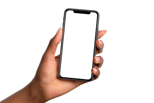 Smart Device: A person holds up a cutting-edge smartphone featuring a blank screen.