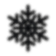 Isolated snowflake, halftone dots, fading dot effect, winter background design, vector illustration