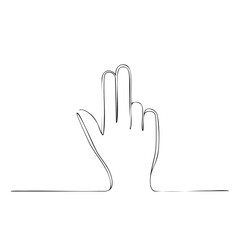 Obraz premium Continuous line drawing of a hand, fingers pointing up, gesture outline