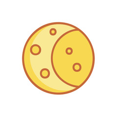 Waxing Crescent Moon Icon with Craters, Cartoon Style, Space, Celestial, Astronomy