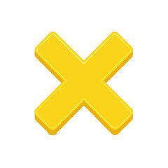 Obraz premium Isometric Yellow Cross or X Symbol for Error and Incorrect Icons