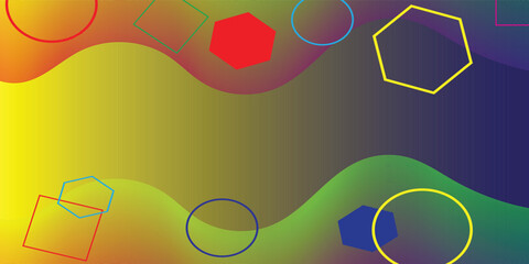 Abstract wavy background with stacked squares, circles, and hexagons. Vector design template for Brochures, Magazines, Posters, Presentations, and Portfolios.