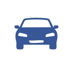 Obraz premium Flat Blue Car Icon Front View Transportation Vehicle Symbol Graphic Design