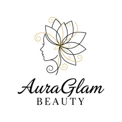 Obraz premium Aura Glam feminine luxury beauty line art flower salon spa logo 