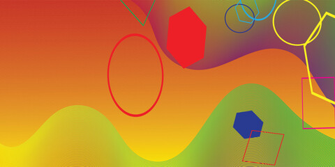 Abstract wavy background with stacked squares, circles, and hexagons. Vector design template for Brochures, Magazines, Posters, Presentations, and Portfolios.