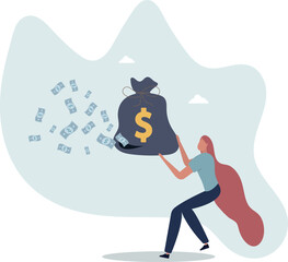 Lose money from investment mistake, tax or expense, mutual fund cost or financial problem, unknown cost drain out money concept.life and employment of people.