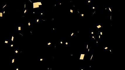 Shiny golden confetti falling from above in loop. Ideal for celebration, holiday or overlay Alpha channel animation, transparent background. - Powered by Adobe