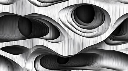 Monochromatic Abstract Pattern: Seamless Flowing Organic Shapes with Vertical Texture