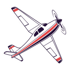 Illustration of a single engine propeller airplane angled view