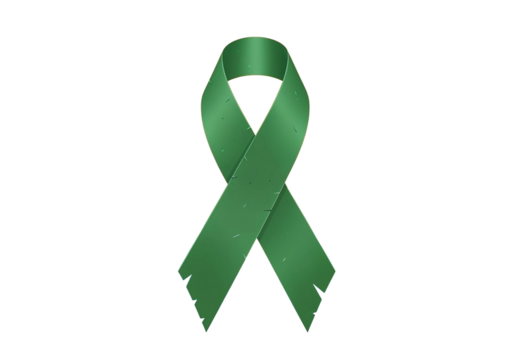 Green Ribbon Symbol Awareness, Support, Hope, Remembrance for Mental Health, Causes, Issues, Solidarity.