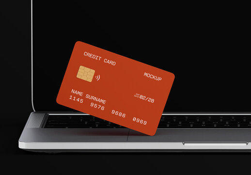 Credit Card on a Laptop Keyboard Mockup