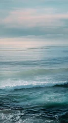 Store enrouleur Vagues de l'océan Blue ocean water with foamy waves under a calm cloudy sky horizon.  © AbirHasanSelim