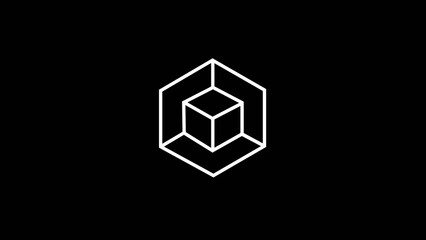 Glowing animated 3D cube inside a hexagon frame representing digital technology, blockchain, data storage, or structure concept. Perfect for tech, innovation, and futuristic design themes.