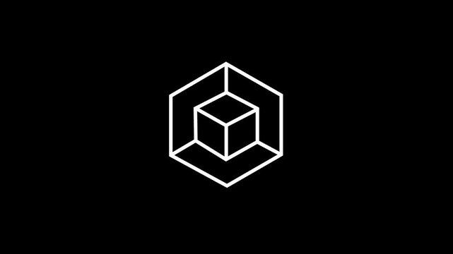 Glowing animated 3D cube inside a hexagon frame representing digital technology, blockchain, data storage, or structure concept. Perfect for tech, innovation, and futuristic design themes.