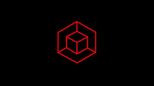Glowing animated 3D cube inside a hexagon frame representing digital technology, blockchain, data storage, or structure concept. Perfect for tech, innovation, and futuristic design themes.