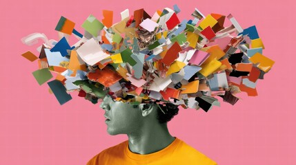 abstract modern visual symbolizing fragmented human personality.