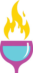 Flaming cocktail glass icon