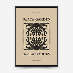 Abstract vector poster with mirrored floral design and vertical symmetry