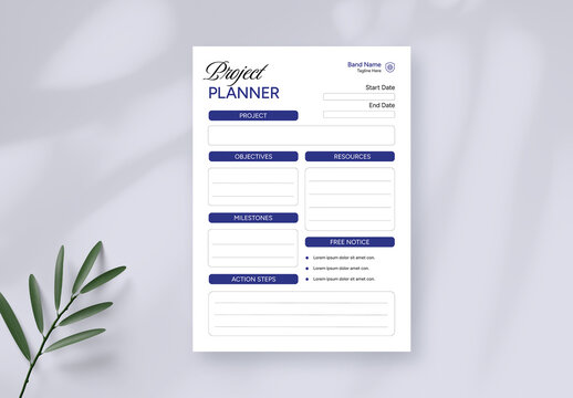 Printable Project Planner Sheet Design Template
