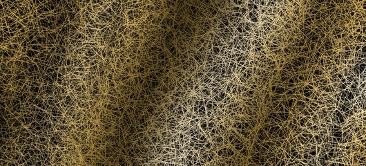 Elegant abstract background featuring fine golden lines forming a tangled web over a deep black surface. perfect for luxury, modern, or artistic design projects. 
