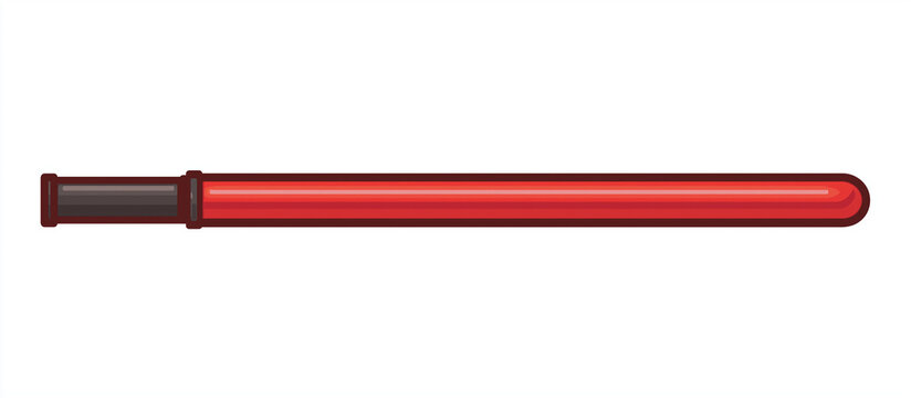 red glowing line logo of a horizontal lightsaber, vector, white background