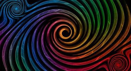 Fototapeta premium A vibrant psychedelic spiral in rainbow colors representing the continuous flow of life, infinite creativity, and the hypnotic journey of the mind