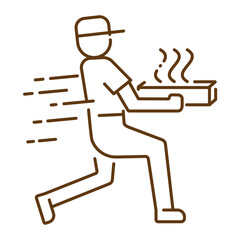 Pizza delivery line icon isolated on transparent background. Fast food, pizza, sushi, burger and express delivery symbol for restaurant, courier and takeaway design. Delivery service. Editable stroke.