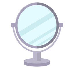 鏡のイラスト、ミラー、卓上鏡。ベクターイラスト