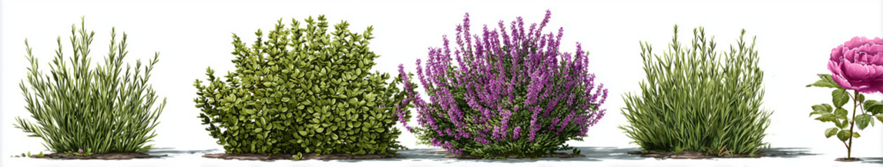 Obraz premium 3 realistic trees in different sizes, white background