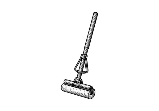 black and white mop cleaning tool clip art preview
