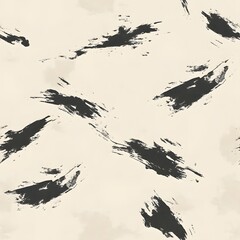 Naklejka premium Abstract painting with bold black brushstrokes creating an artistic and expressive textured background pattern.