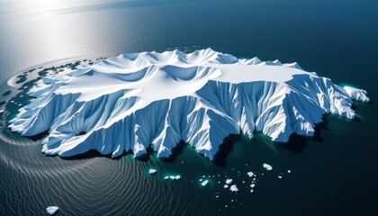 Aerial view of a massive iceberg in arctic ocean nature photography serene environment high perspective geological wonder