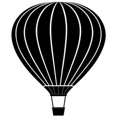 Obraz premium Minimalist black silhouette illustration of a hot air balloon floating in the sky perfect for travel and adventure themes