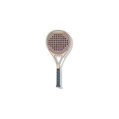 Isolated illustration of a padel racket, showing handle, head, and shadow on white background.