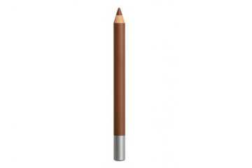 Brown cosmetic pencil providing a beauty solution for eye makeup, featuring a sharp tip and transparent background