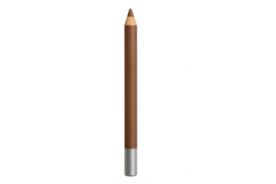 Brown cosmetic pencil providing a beauty solution for eye makeup, featuring a sharp tip and transparent background - Powered by Adobe