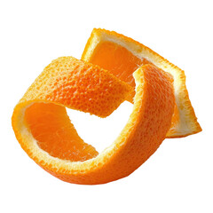 Fresh orange peel curling on a transparent background on transparent background