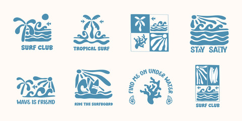 Collection of Surf Badges design, for tshirt branding, beachwear branding and other uses