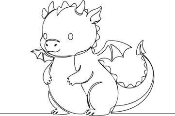 Obraz premium vector illustration of a baby dragon with wings 