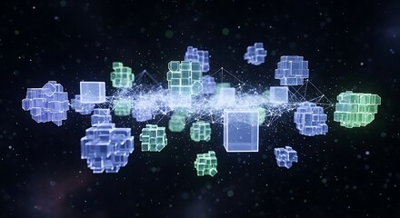 Abstract digital cubes floating in space