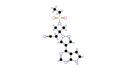 baricitinib molecule, structural chemical formula, ball-and-stick model, isolated image janus kinase inhibitor