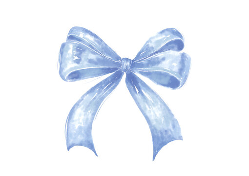 Cinta lazo azul bonito cielo acuarela lindo mo&ntilde;o 
blue bow isolated on white
