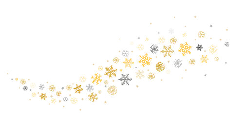 Snowflakes glitter wave border, snow curve vector background, Christmas  sparkles confetti.	