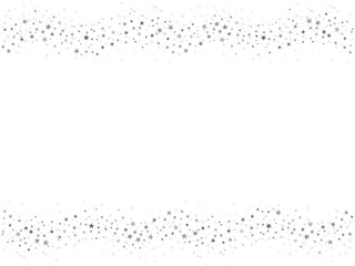 Silver stars vector curve background, Christmas flying stars glitter frame,  magic sparkles confetti wave border.