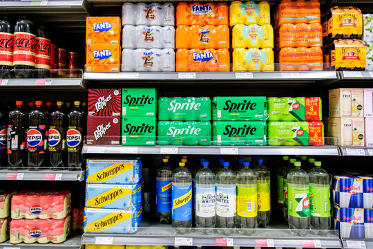 Selection Of Refreshing Soft Carbonated Drinks